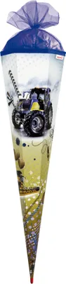 Produktbild von ROHT Schultüte groß Traktor 85 cm mit Silberfolie eckig Tüllverschluss Zuckertüte Schulanfang