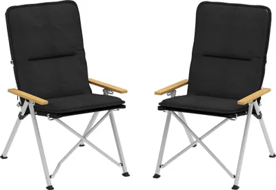 Image de Chaises de camping pliantes, structure en aluminium, dossier réglable, noir