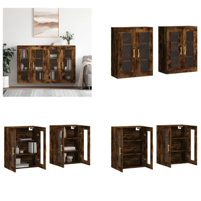Produktbild von vidaXL Wandschränke 2 Stk. Räuchereiche Holzwerkstoff - Wandschrank - Wandschränke - Schrank - Lagerschrank