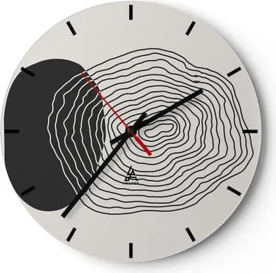 Produktbild von Wanduhr - Rund - Glasuhr - Abstraktion Fleck Gläser - 40x40cm - Schleichendes Uhrwerk - Lautlos - zum Aufhängen bereit - Dekoration Modern - Wanddekoration aus Glas - C3AR40x40-4325