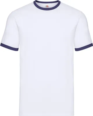Produktbild von Fruit of the Loom Valueweight Ringer T-Shirt Farbe: weiß/navy Größe: S
