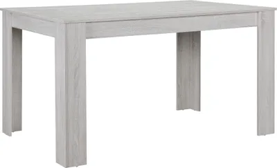 Produktbild von [en.casa] Esstisch Eiche weiß mit 6 Stühlen hellgrau Kunstleder gepolstert 140x90 Essgruppe Esszimmer