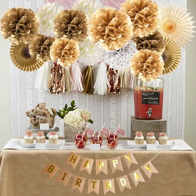 Produktbild von Seidenpapier-Pompoms - Packung mit 12 - Bunte Dekorationen für Hochzeiten - Festdekorationen für Babypartys - Valentinstag - Brautpartys - Geburtstagsdekoration