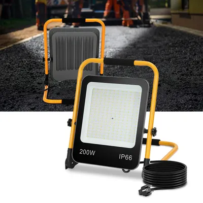 Obrázek produktu pro ISOISL Sada 5 LED stavebních reflektorů, 200 W, 16000 lm, IP66, pracovní světlo s 3 metry kabelu, vhodné pro stavebnictví, průmysl a venkovní použití