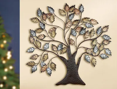 Productafbeelding van Gilde wandreliëf, Baum, "Baum", metaal, bruin, goudkleurig, zilverkleurig, verpakking met 2 stuks, lengte 1 cm, breedte 72 cm, hoogte 70 cm. Artikelnummer: 67481, EAN: 4063387674819