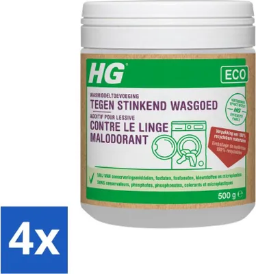 Obrázek produktu pro HG Eco přísada do prádla proti nepříjemným pachům v prádle 500 g – výhodné balení – 4 kusy