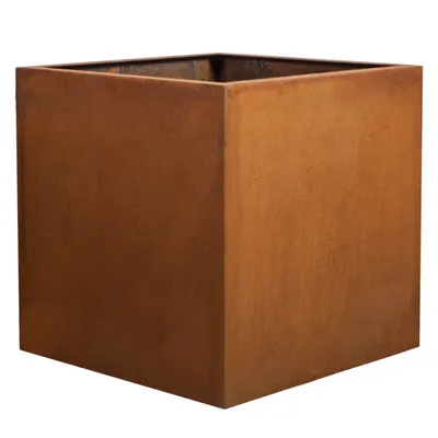 Obrázek produktu pro KÖHKO® designový květináč z cortenové oceli VIVO 55 x 55 x 43 cm | Květináč v ušlechtilé patinové optice ve tvaru kvádru