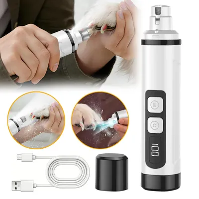 Produktbild von Elektrischer Tiernagelschleifer, LED-Licht, USB wiederaufladbar, leise, für alle Tiergrößen – Weiß
