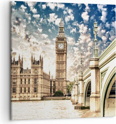 Produktbild von Bild auf Leinwand - Leinwandbild - London architektur big ben - 50x50cm - Wand Bild - Wanddeko - Leinwanddruck - Bilder - Kunstdruck - Wanddekoration - Leinwand bilder - Wandkunst - AC50x50-2415