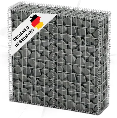 Produktbild von DELUKE® Gabionensäule Steinsäule MISA aus Stahl | für Außenbereich | 100x100x30cm | Steinkorb Gabionengitter Ziergabione Steingabione Drahtkorb befüllbar