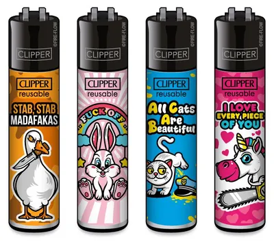 Produktbild von Clipper Feuerzeug 4er Set Mix Slogan 7