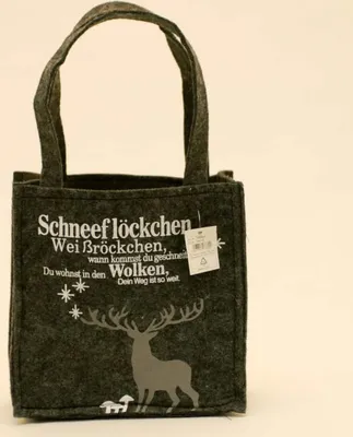 Produktbild von Graue Filz-Tasche "Hirsch" 20x20x9cm Geschenktasche Weihnachten