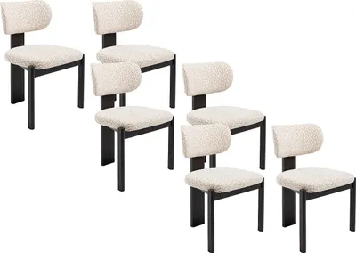 Produktbild von Stuhl 6er-Set - Strukturstoff Bicolor & Kautschukholz schwarz - Creme & Beige - WILANA