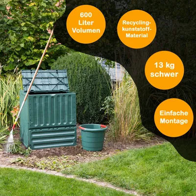 Produktbild von Yoursol Eco-King Komposter für den Garten 400 L, Schnellkomposter Kunststoff grün