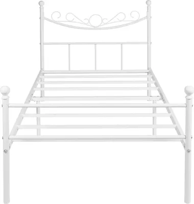 Produktbild von Metall-Bettgestell – 140x200cm – Weiß – Inklusive Lattenrost – Doppelbett für Erwachsene