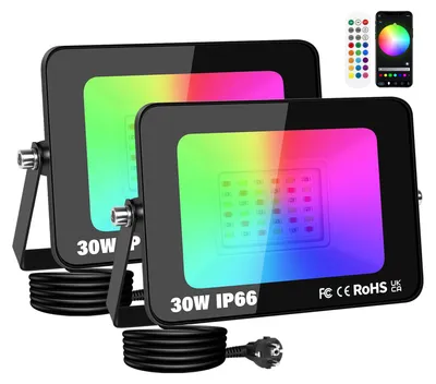 2x 30W RGB LED-Außenstrahler, 3000LM, APP-Steuerung, IP66
