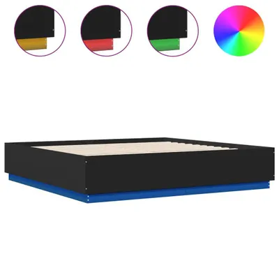 Obrázek produktu pro Rám postele s LED diodami černý 200x200 cm materiál na bázi dřeva