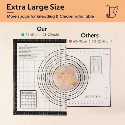 Productafbeelding van Famanu antiaanbakmat, siliconen, antislip, 71 x 51 cm, multifunctionele bakmat, BPA-vrij (zwart)