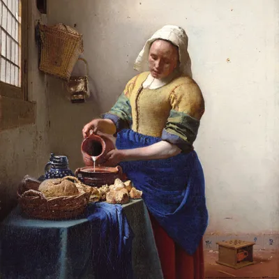Produktbild von Johannes Vermeer Kunstdruck Bild - Die Milchmagd, 1658-1660 (40 x 40 cm)