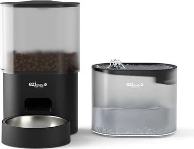 Immagine prodotto di Distributore di cibo per animali domestici da 5w di colore nero + fontanella per l'acqua E.ziclean NUTRIBOTCONNECTX