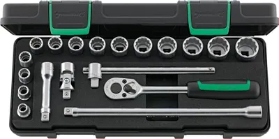 Immagine prodotto di Set di chiavi a bussola 45/14/5i 19 pezzi 3/8 ″ Larghezza tra i piani 8-22 mm Numero di denti 30 a 12 taglienti