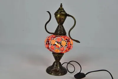 Produktbild von Handgefertigte türkische Ibrik Tischlampe in bunten Farben – orientalische Karaffe Nachtlampe für stimmungsvolles Licht