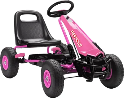 Produktbild von AIYAPLAY Gokart, Tretauto mit Handbremse, verstellbarem Sitz, Vor- und Rückwärtsgang, Pedalantrieb, Kinderfahrzeug mit EVA Reifen, manueller Kupplung, Tretfahrzeug für Kinder 3-8 Jahren, Rosa