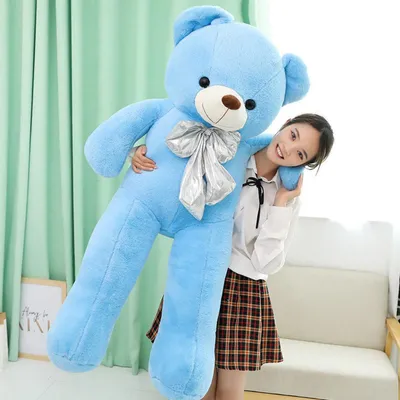 Produktbild von Teddy Plüschtier Kuschelkissen – Weicher Macaron Teddybär.Farbe:Blau,Größe in cm:120