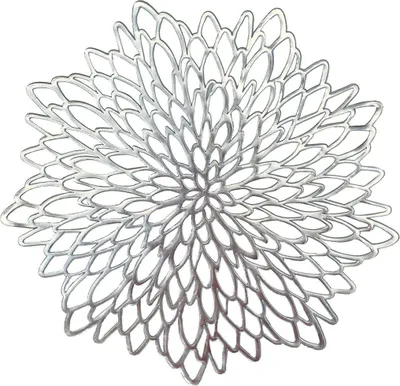 Produktbild von 6er Set Rund PVC Platzset Abwaschbar Tischsets Rund Platzdeckchen, Hitzebeständig und rutschfest, Ideal für Küche, Party, Hochzeit usw, Silber