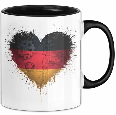 Produktbild von Deutschland Deutschlandflagge Herz Tasse Geschenk Lustige Geschenkidee Spruch (Schwarz)