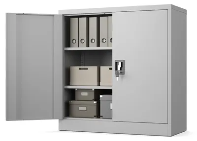 Produktbild von Muralo Metallkommode Metallschrank mit Schloss für Büro Akten und Dokumente Hellgrau
