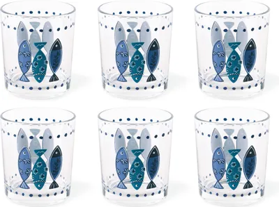 Produktbild von Excelsa set von 6 wasserglas Ocean glas 7,5x7,5x8,5 cm blau
