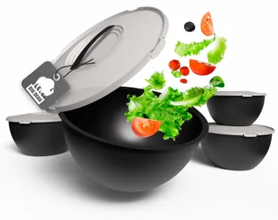 BigDean Salatschüssel Set groß mit Deckel, Schüssel 4