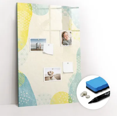 Produktbild von Magnetische Wandtafel - Schwarzer Marker + Schwamm + Magnete - 60 x 90 cm - Dekorativer Rahmen