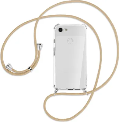 Produktbild von Handykette Backcover-Schutzhülle mit Band (Metall silberfarben) für Google Pixel 3 XL - caramel