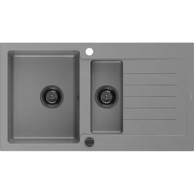 Obrázok produktu pre Mexen Matias granitový 1,5-komorový drez s odkvapkávačom 900 x 505 mm, Šedá, Sifón Čierna - 6502901505-71-B