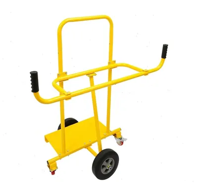 Produktbild von Stahl Plattenwagen - Plattformwagen - 300 kg Tragkraft - Q235 Stahlrahmen - 4 Räder mit Bremse - 25 cm Gummiräder - 113x73x128 cm - Gelb