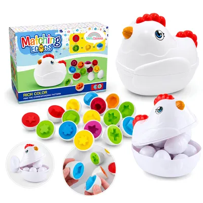 Produktbild von Lerneier Sortierspiel Formensortierer Huhn Spielzeug 12 Stk.