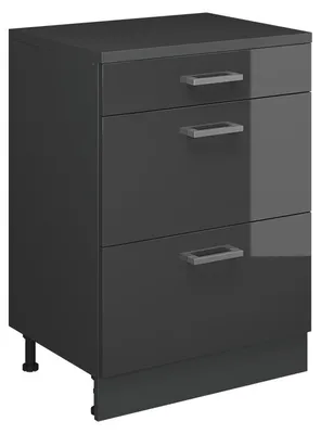 Produktbild von Kommode unter Schräge Vicco Rion Anthrazit Hochglanz 60 x 81.6 cm ohne Schräge mit 3 Schubladen, Model 60751