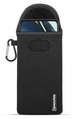 Productafbeelding van MobyDefend Hoesje - Geschikt voor OnePlus Nord CE 3 Lite - Neopreen Pouch Met Karabijnhaak - Insteek - Riemlus - Zwart