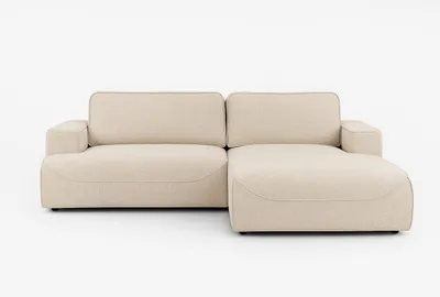 Produktbild von MEBLINI Schlafcouch mit Bettkasten - Ecksofa mit Schlaffunktion - Sofa mit Relaxfunktion und Kissen - Couch L-Form - Eckcouch - LUMIERE - 271x195x96cm - Rechts - Beige Samt