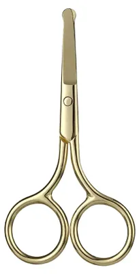 Image de Ciseaux à maquillage, acier inoxydable, design ergonomique, dorés pour les poils du nez