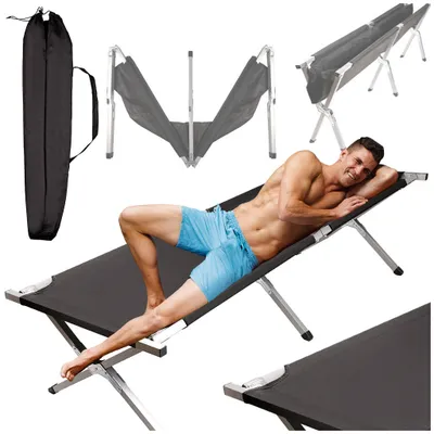 Produktbild von Faltbares Campingbett LUARO, touristisches Modell, XXL, schwarz, maximale Belastbarkeit: 150 kg