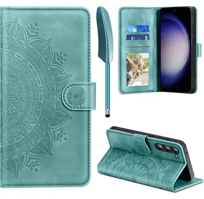 Productafbeelding van Kunstleren hoesje voor de Samsung Galaxy S23 5G Flip, met kaarthouder en standfunctie, kleur: groen