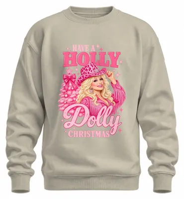 Zdjęcie produktu dla Bluza z kapturem "Have A Holly Dolly Christmas" w stylu country, z motywem kowbojki, kolor różowy, rozmiar M