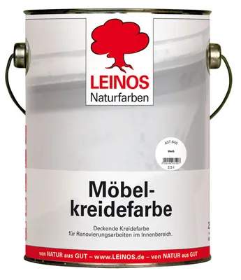 Produktbild von LEINOS 637 Möbelkreidefarbe für Innen, 2,5 l, Weiß