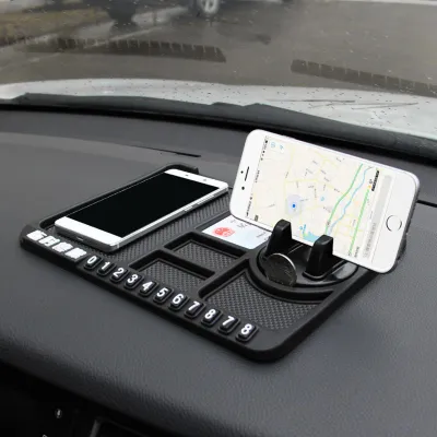 Productafbeelding van Universele antislipmat voor auto, multifunctionele parkeerplaatsnummerkaart, autohouder voor telefoon, mat voor dashboard, zwart