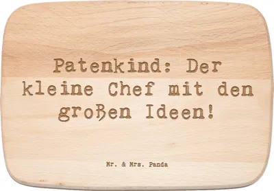 Produktbild von Mr. & Mrs. Panda Holz Servierbrett Spruch Patenkind Chef - Transparent - Geschenk, Patenschaft, schneidbrett, Liebe, Humor, einzigartige Designs, Holzbrett, Schneidebrett
