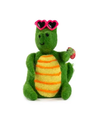 Produktbild von Eierwärmer Krokodil mit Brille, Filz, Handarbeit, von Baden, Höhe 10cm