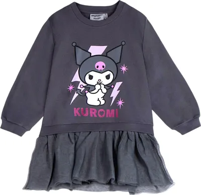 Produktbild von Langarmkleid Hello Kitty Kuromi mit Tüllrock Dunkelgrau 104 cm